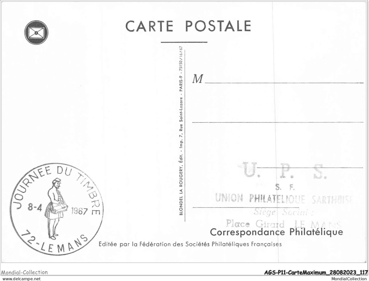 AGSP11-0765-CARTE MAXIMUM - LE MANS 1970 - Journee Du Timbre - Facteur Du Second Empire - 1970-1979