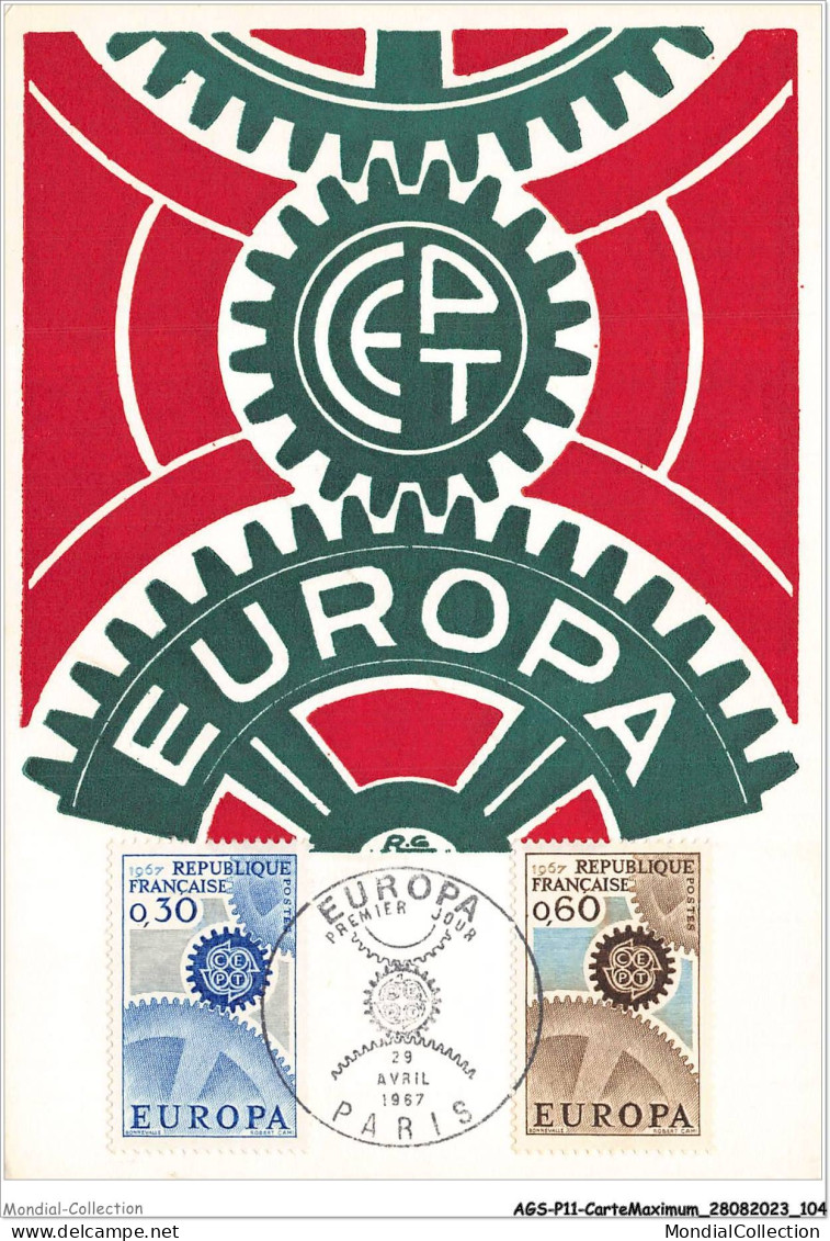 AGSP11-0759-CARTE MAXIMUM - PARIS 1967 - EUROPA - 1960-1969