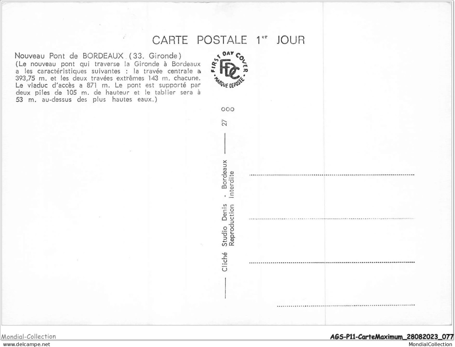 AGSP11-0745-CARTE MAXIMUM - BORDEAUX 1967 - Le Grand Pont De Bordeaux - 1960-1969