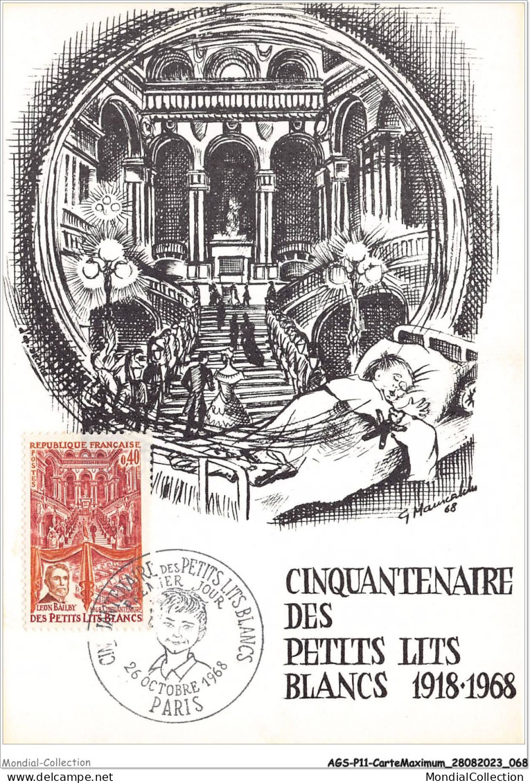 AGSP11-0741-CARTE MAXIMUM - PARIS 1968 - Cinquantenaire Des Petits Lits Blancs 1918-1968 - 1960-1969