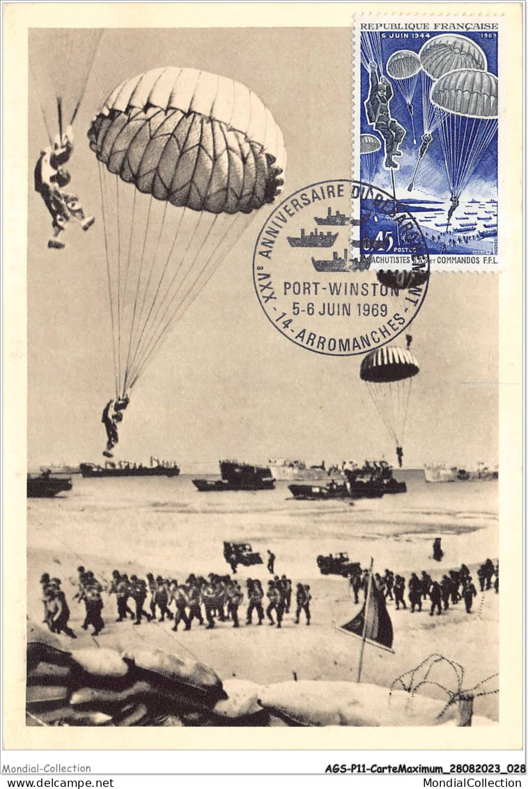 AGSP11-0721-CARTE MAXIMUM - ARROMANCHES 1969 - XXVe Anniversaire Du Debarquement - 1960-1969