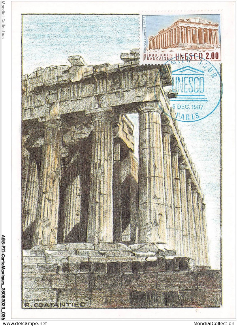 AGSP11-0725-CARTE MAXIMUM - PARIS 1987 - UNESCO - Acropole D'athenes - Grece - 1980-1989