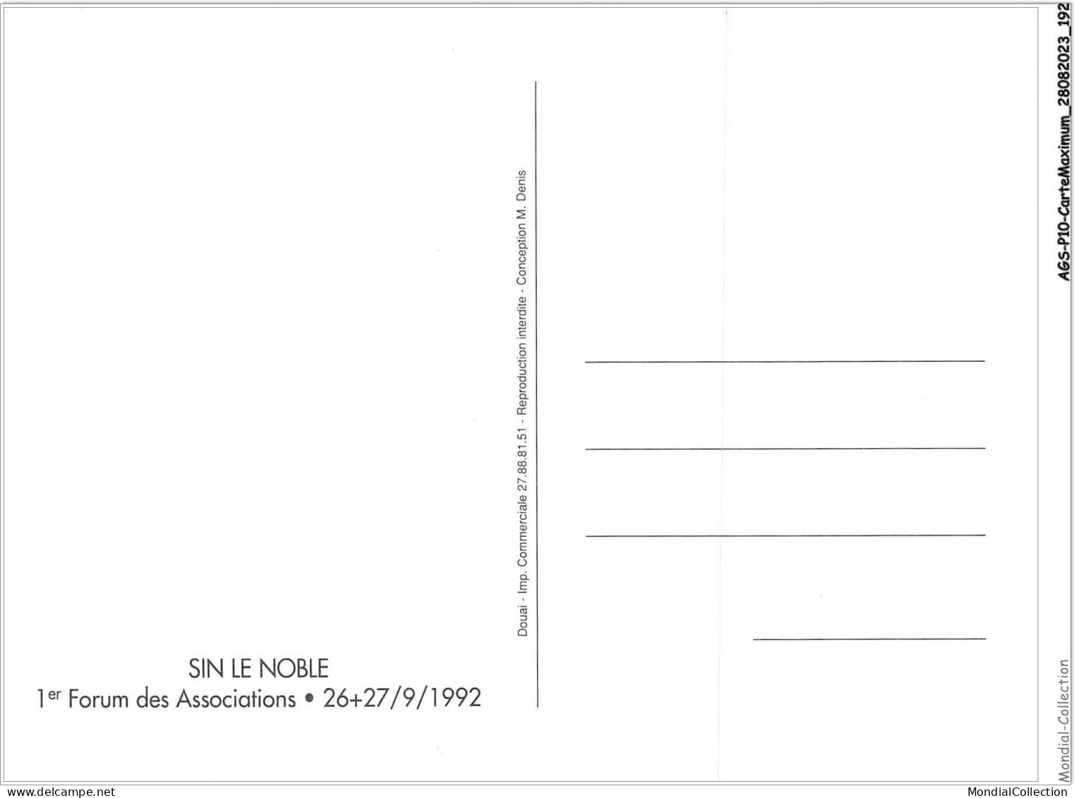 AGSP10-0703-CARTE MAXIMUM - SIN LE NOBLE 1992 - Forum Des Associations - 1990-1999