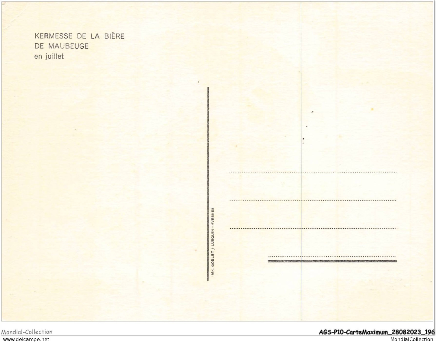 AGSP10-0705-CARTE MAXIMUM - MAUBEUGE 1979 - Kermesse De La Biere - 1970-1979