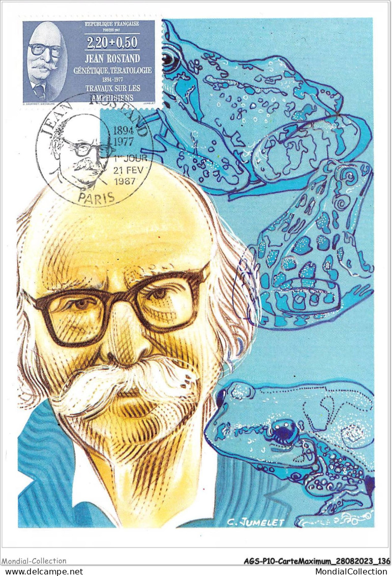 AGSP10-0675-CARTE MAXIMUM - PARIS 1987 - JEAN ROSTAND - 1980-1989