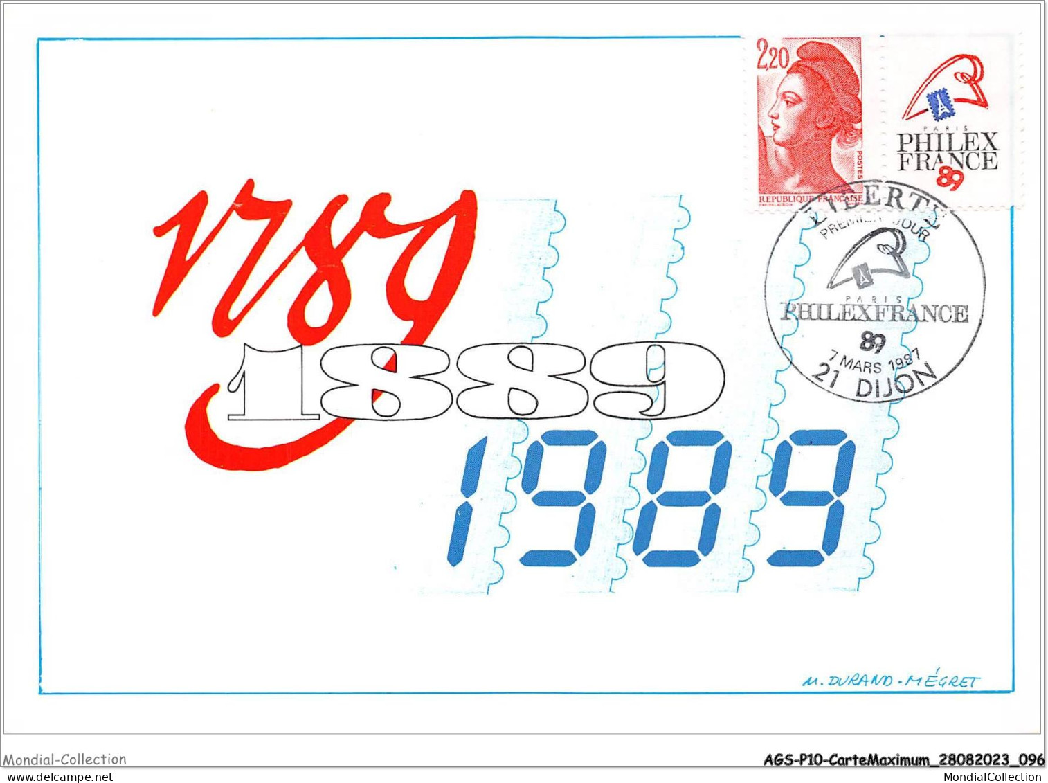 AGSP10-0655-CARTE MAXIMUM - DIJON 1987 - LIBERTE - 1980-1989