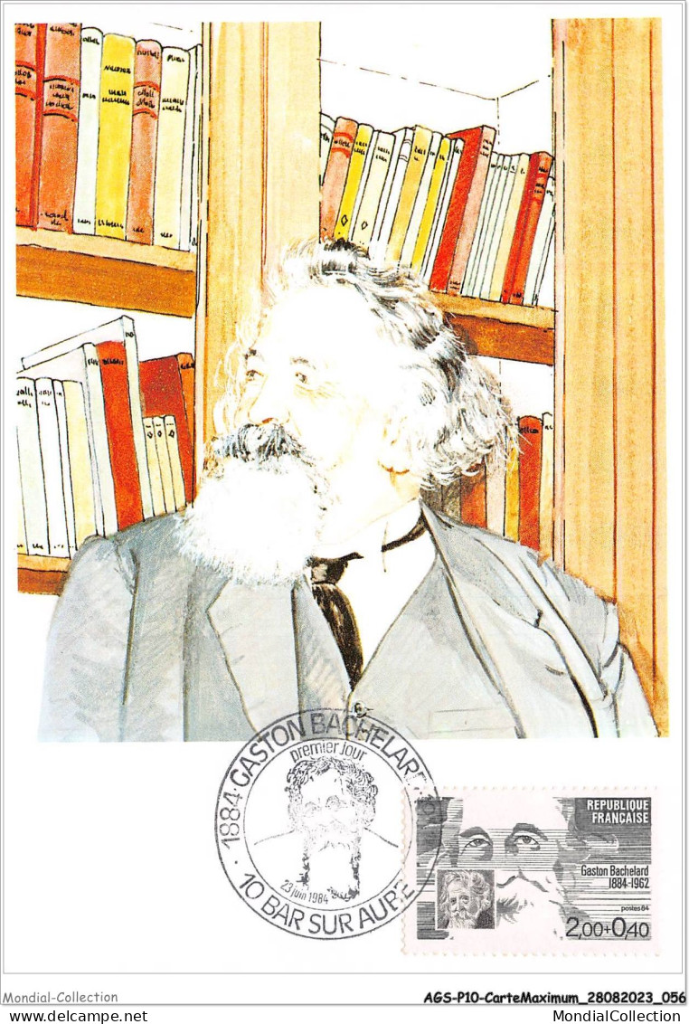 AGSP10-0635-CARTE MAXIMUM - BAR SUR AUBE 1984 - GASTON BACHELARD 1884-1952 - 1980-1989