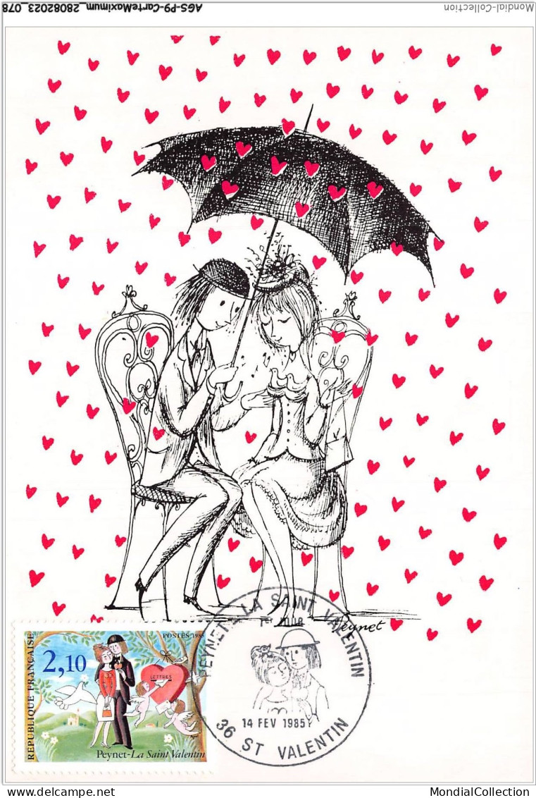 AGSP9-0593-CARTE MAXIMUM - ST VALENTIN 1985 - PEYNET - LA SAINT VALENTIN - 1980-1989