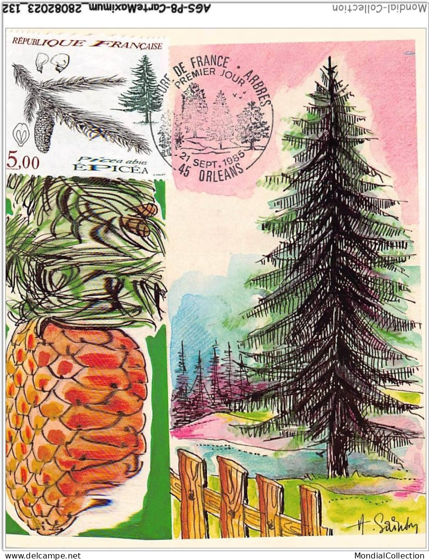 AGSP8-0549-CARTE MAXIMUM - ORLEANS 1985 - NATURE DE FRANCE - ARBRES - PICEA ABIES - Epicea - 1980-1989