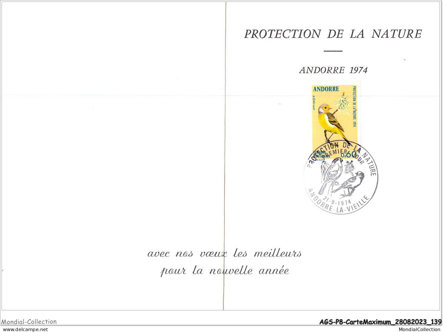 AGSP8-0552-CARTE MAXIMUM - ANDORRE-LA-VIEILLE 1985 - Protection De La Nature - 1980-1989