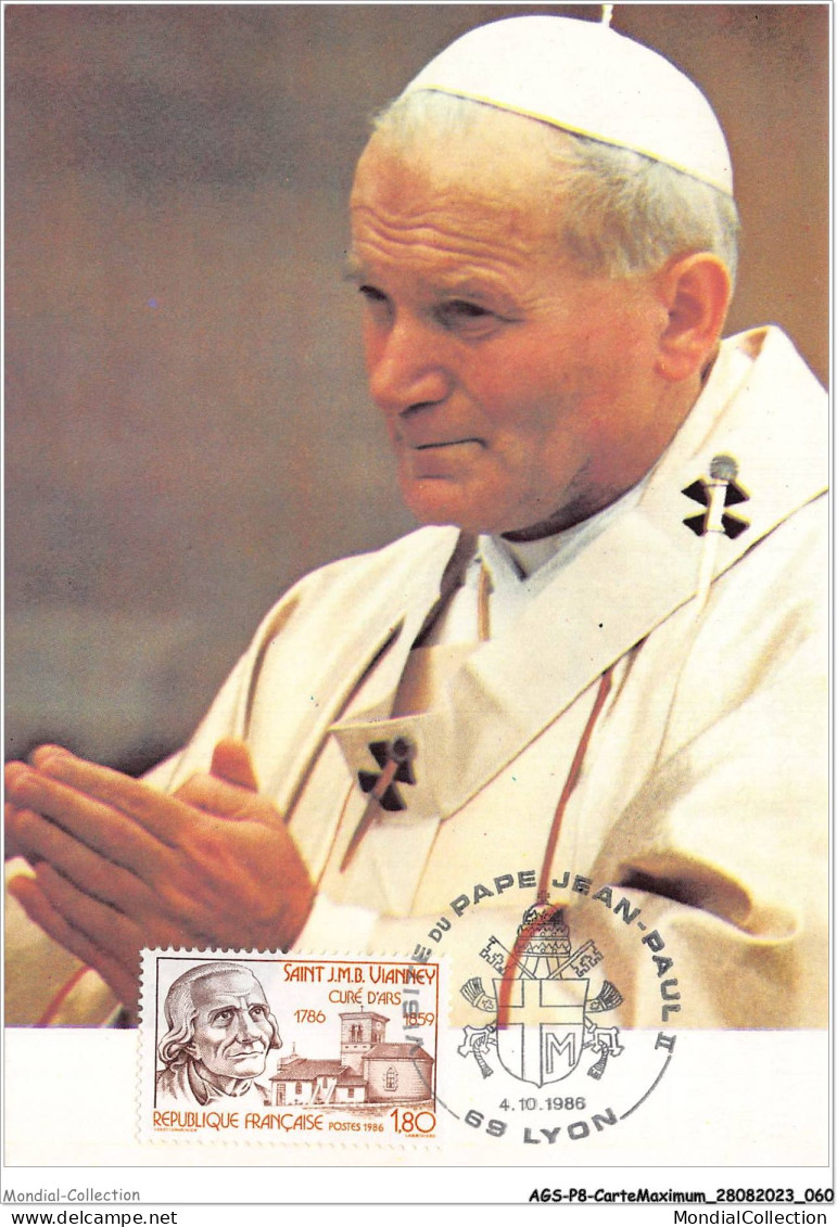 AGSP8-0513-CARTE MAXIMUM - LYON 1986 - Visite Du PAPE JEAN PAUL II - 1980-1989