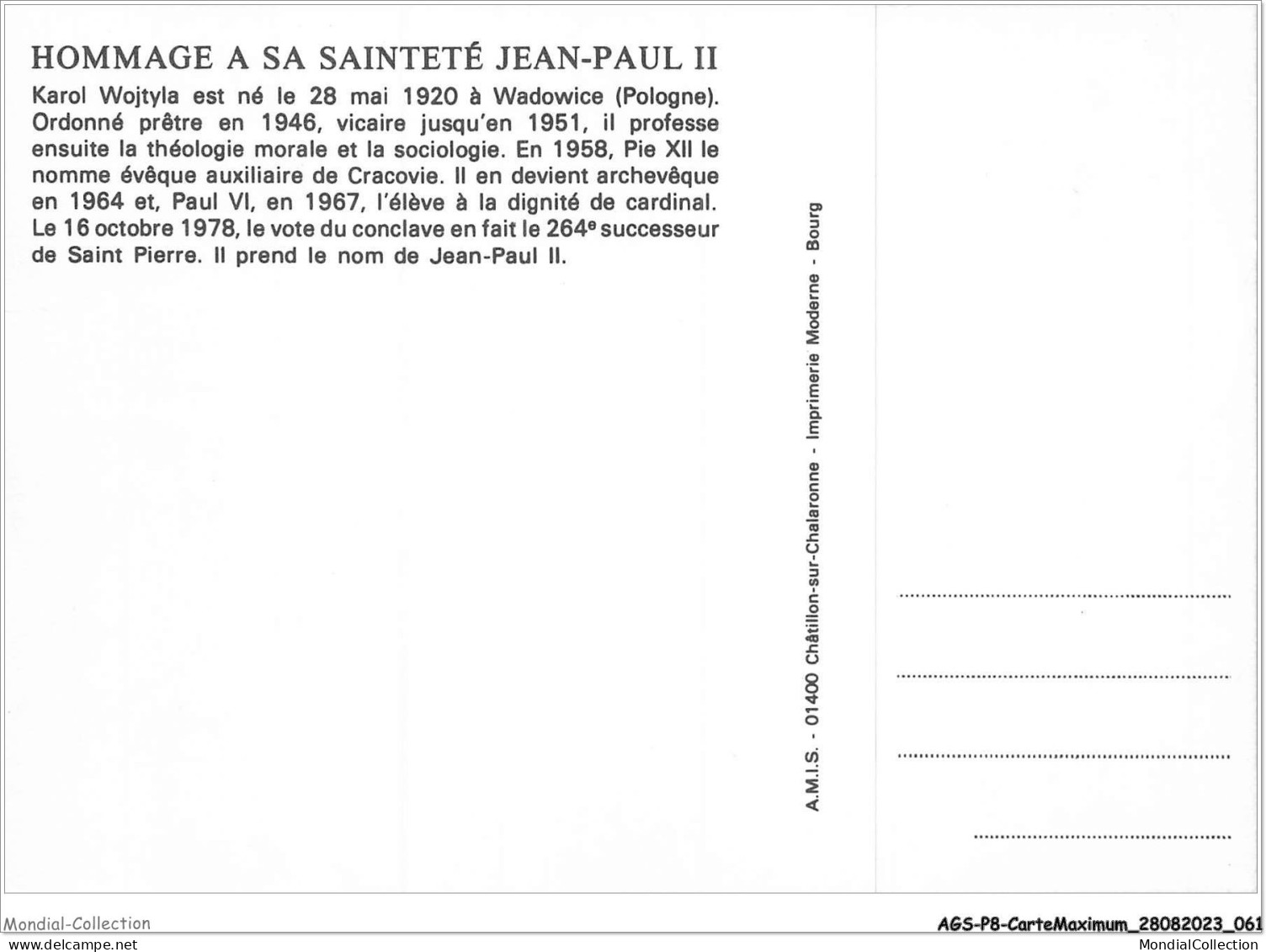 AGSP8-0513-CARTE MAXIMUM - LYON 1986 - Visite Du PAPE JEAN PAUL II - 1980-1989