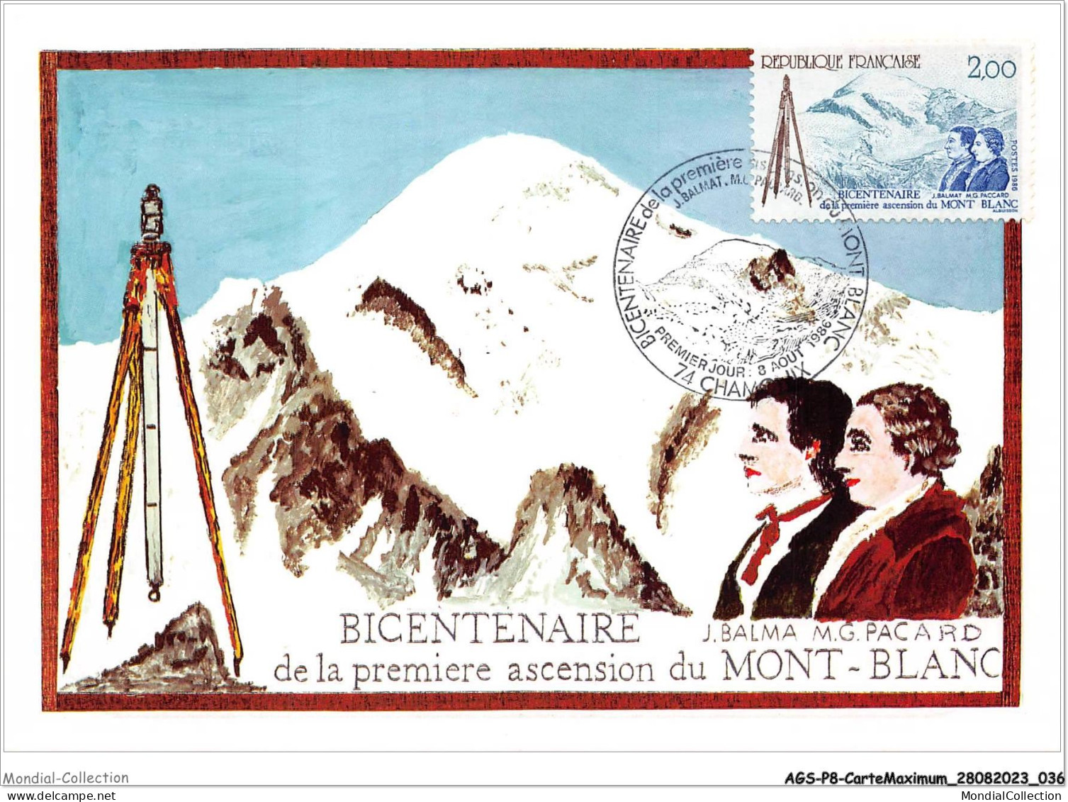 AGSP8-0501-CARTE MAXIMUM - CHAMONIX 1986 - Bicentenaire De La Premiere Ascension Du MONT-BLANC - 1980-1989