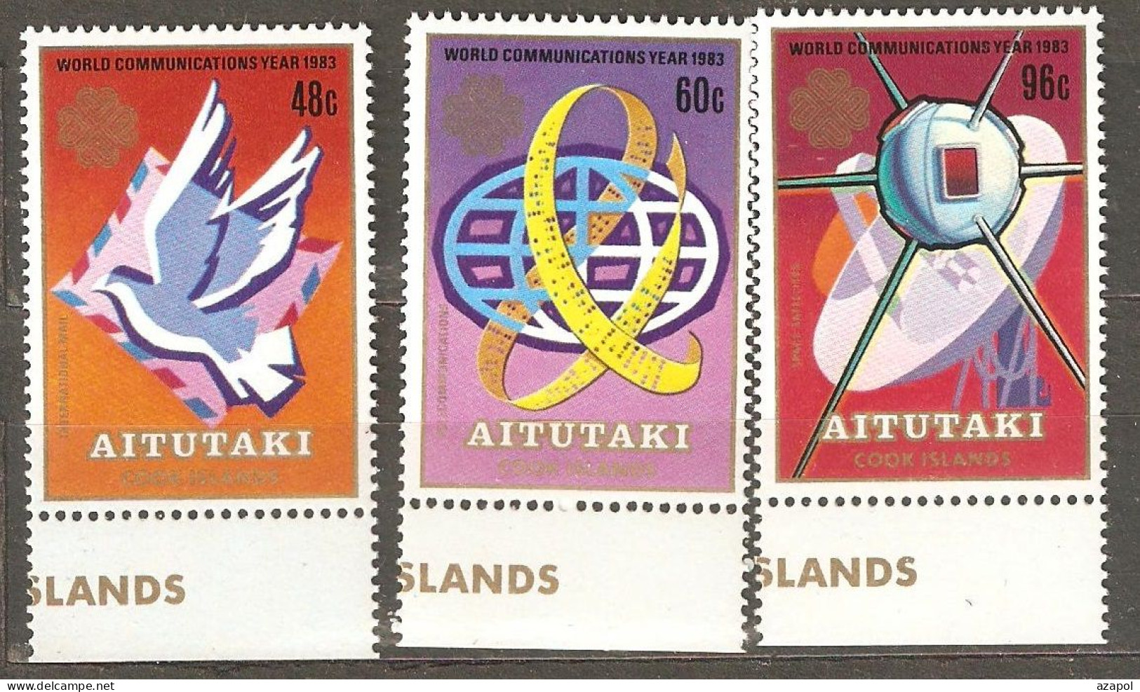 Aitutaki: Full Set Of 3 Mint Stamps, World Communications Year, 1983, Mi#496-8 MNH. - Aitutaki