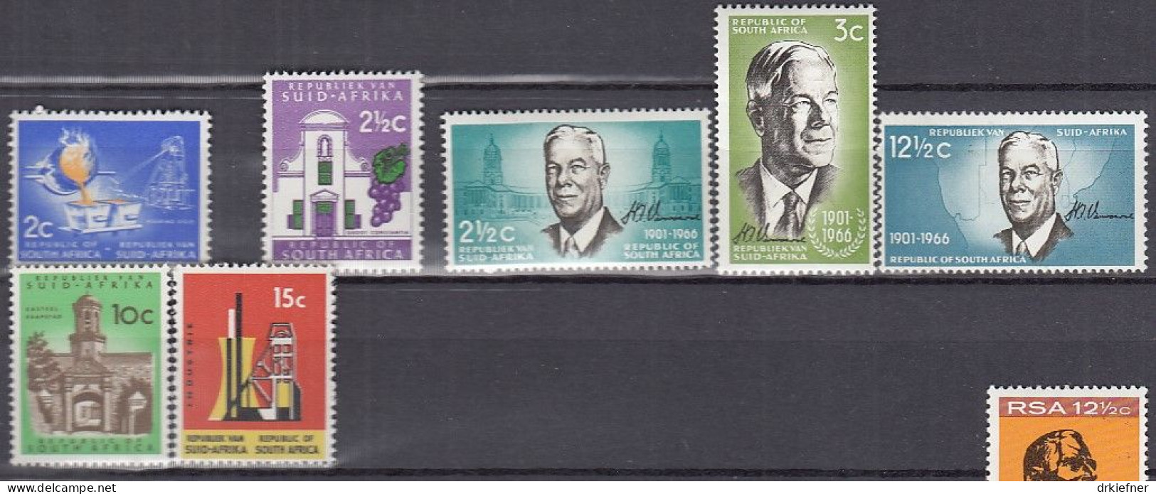 SÜDAFRIKA  330-331, 356-358, 371+A 371, Postfrisch **, Tod Von H. F. Verwoerd, Freimarken, 1964/67 - Unused Stamps