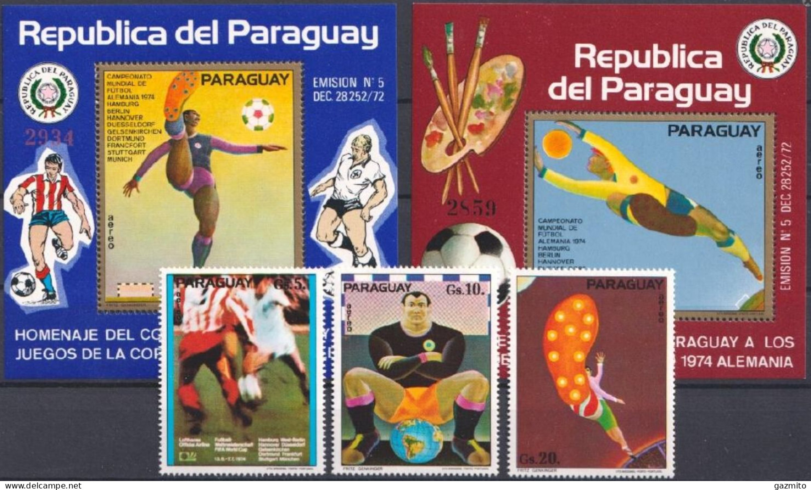 Paraguay 1974, Football World Cup In Germany, 3val +2BF - Paraguay