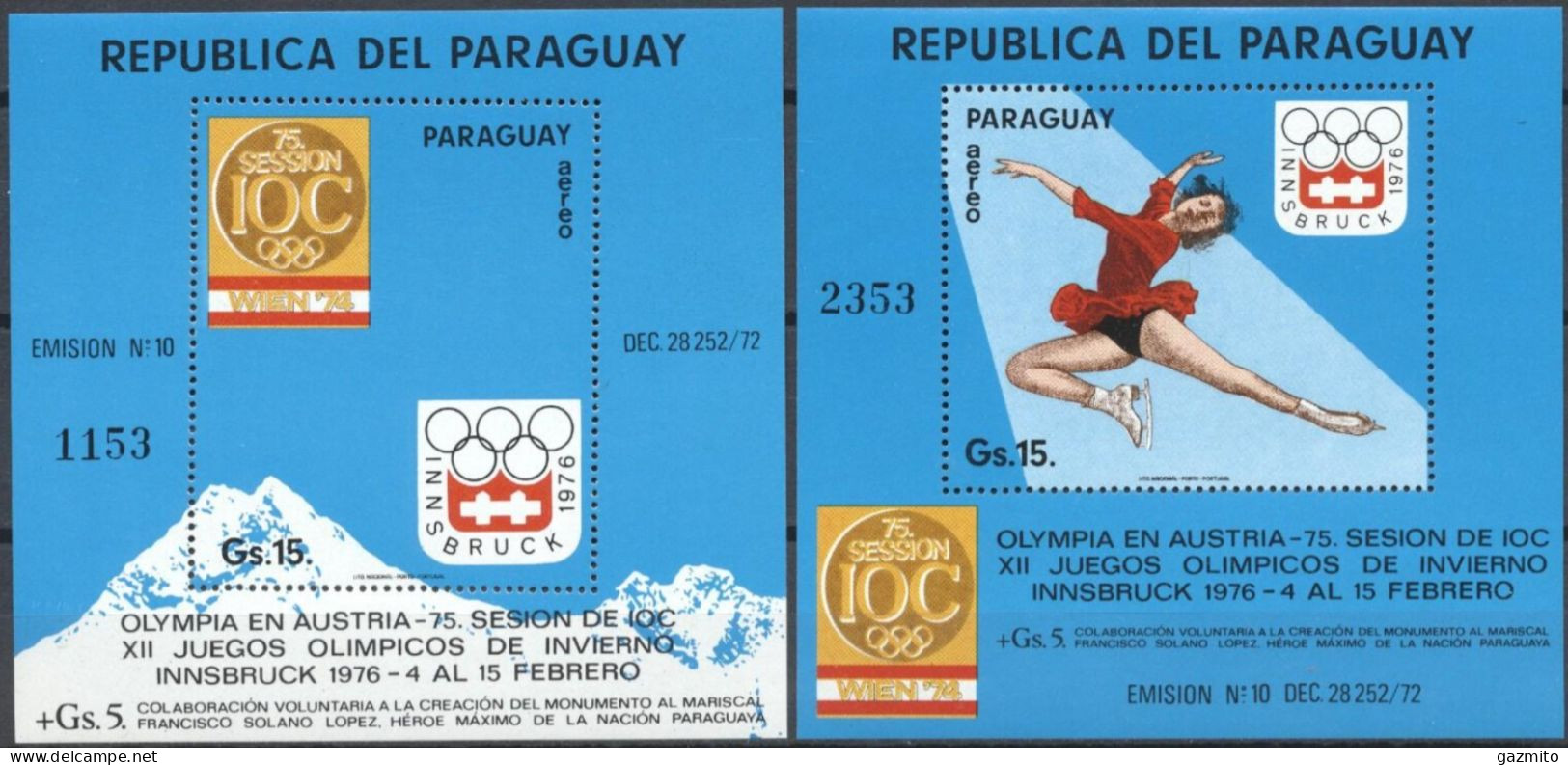 Paraguay 1974, Olympic Game Innsbruck, 2BF - Paraguay