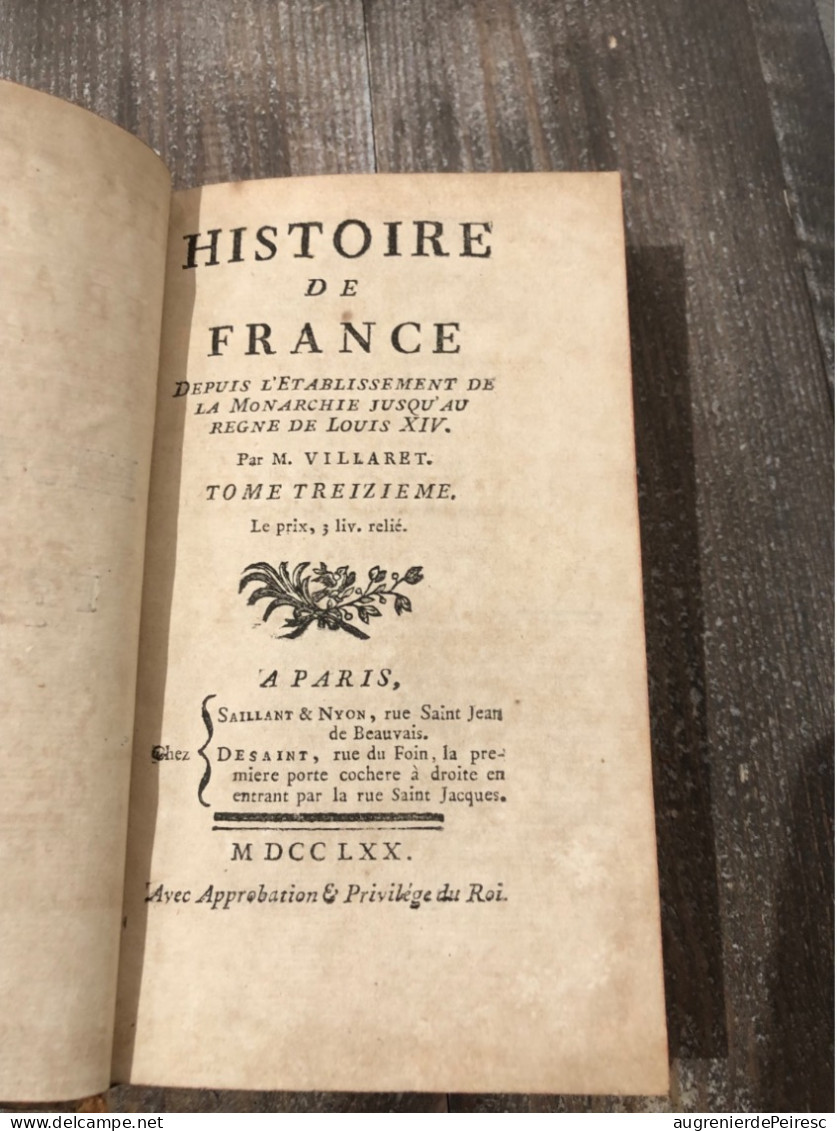 Histoire De France Tome VI Et XIII 1768-1770  Abbé De Velly - Monsieur Villaret - 1701-1800