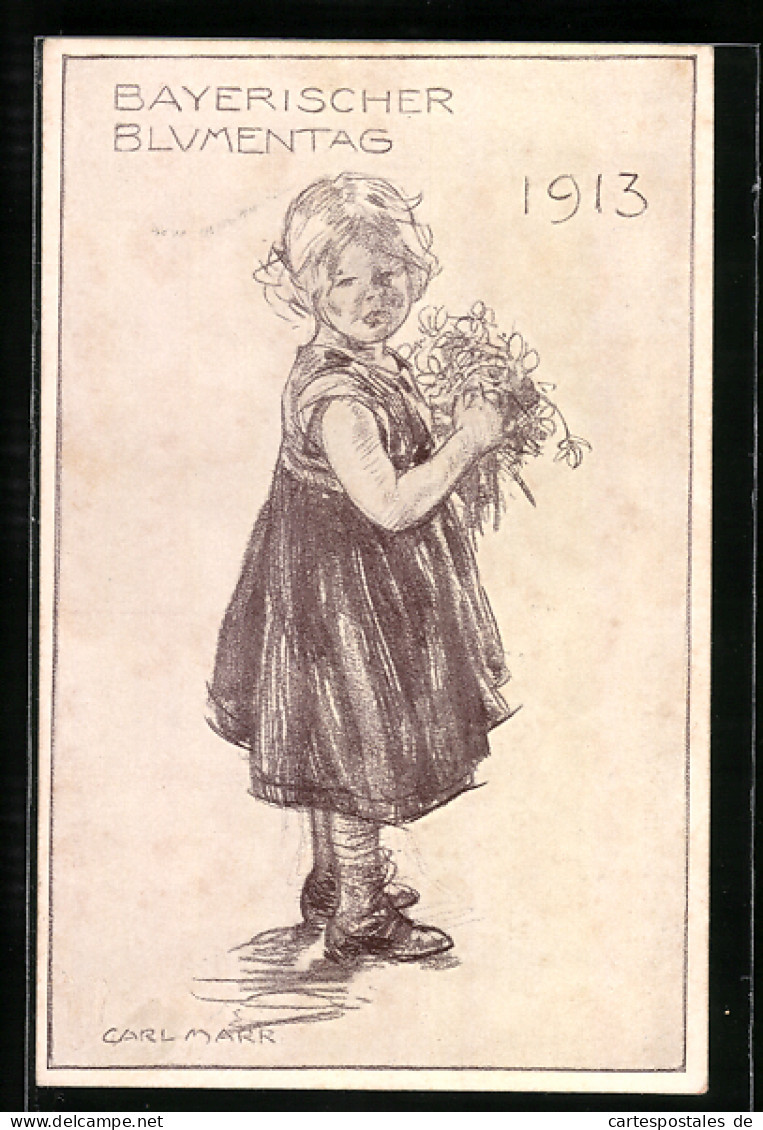 AK Bayerischer Blumentag 1913, Mädchen Mit Blumen  - Otros & Sin Clasificación