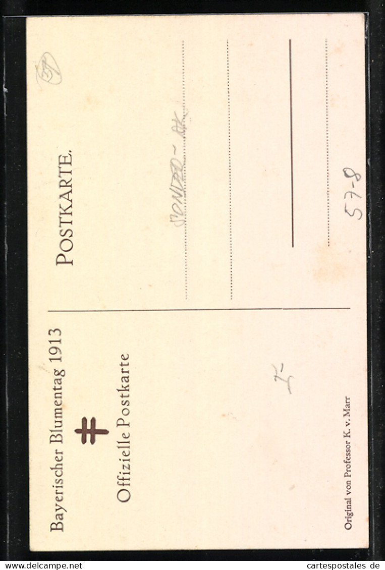 AK Bayerischer Blumentag 1913, Mädchen Mit Blumen  - Other & Unclassified