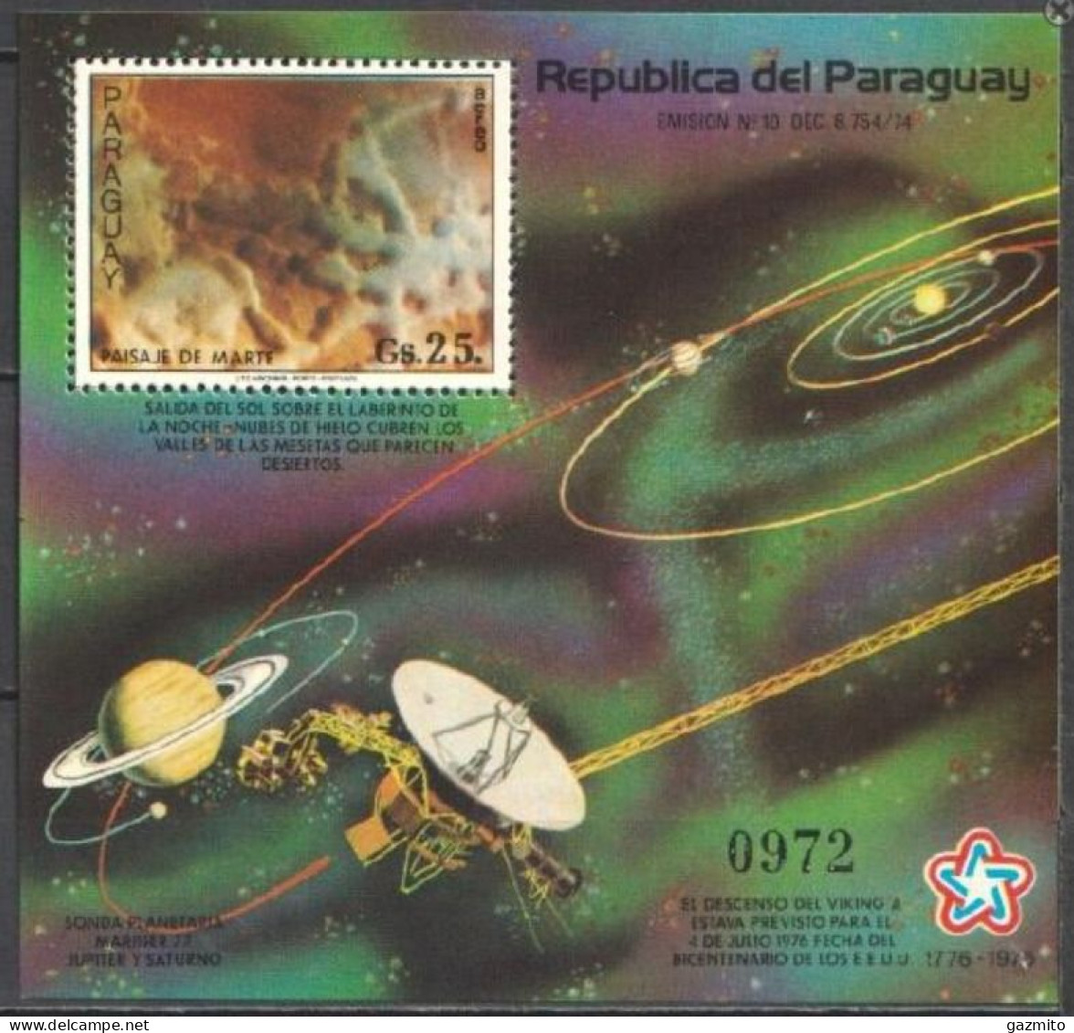 Paraguay 1976, 200th Independence USA, Mars Explorer, BF - Onafhankelijkheid USA