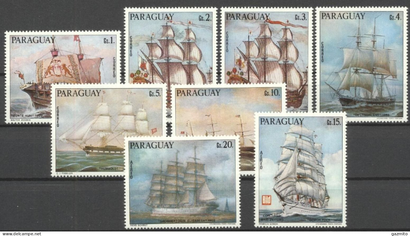 Paraguay 1976, Old Ships, 8val - Schiffe