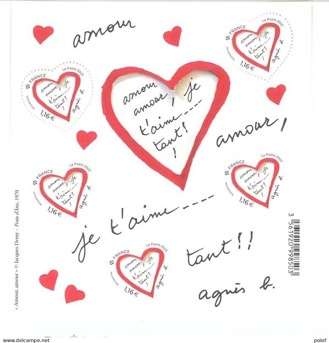 BLOC FEUILLET 154 - Saint Valentin - Coeur Agnès - Mint/Hinged