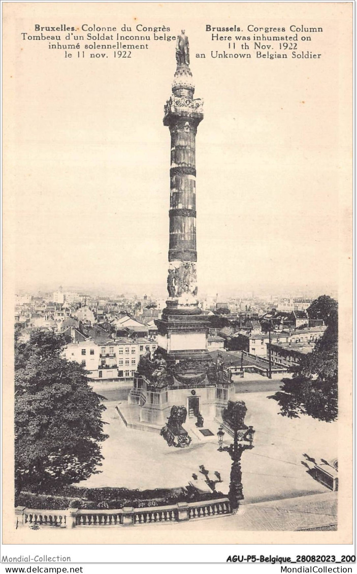 AGUP5-0442-BELGIQUE - BRUXELLES - Colonne Du Congrès - Tombeau Du Soldat Inconnu Belge - Monuments