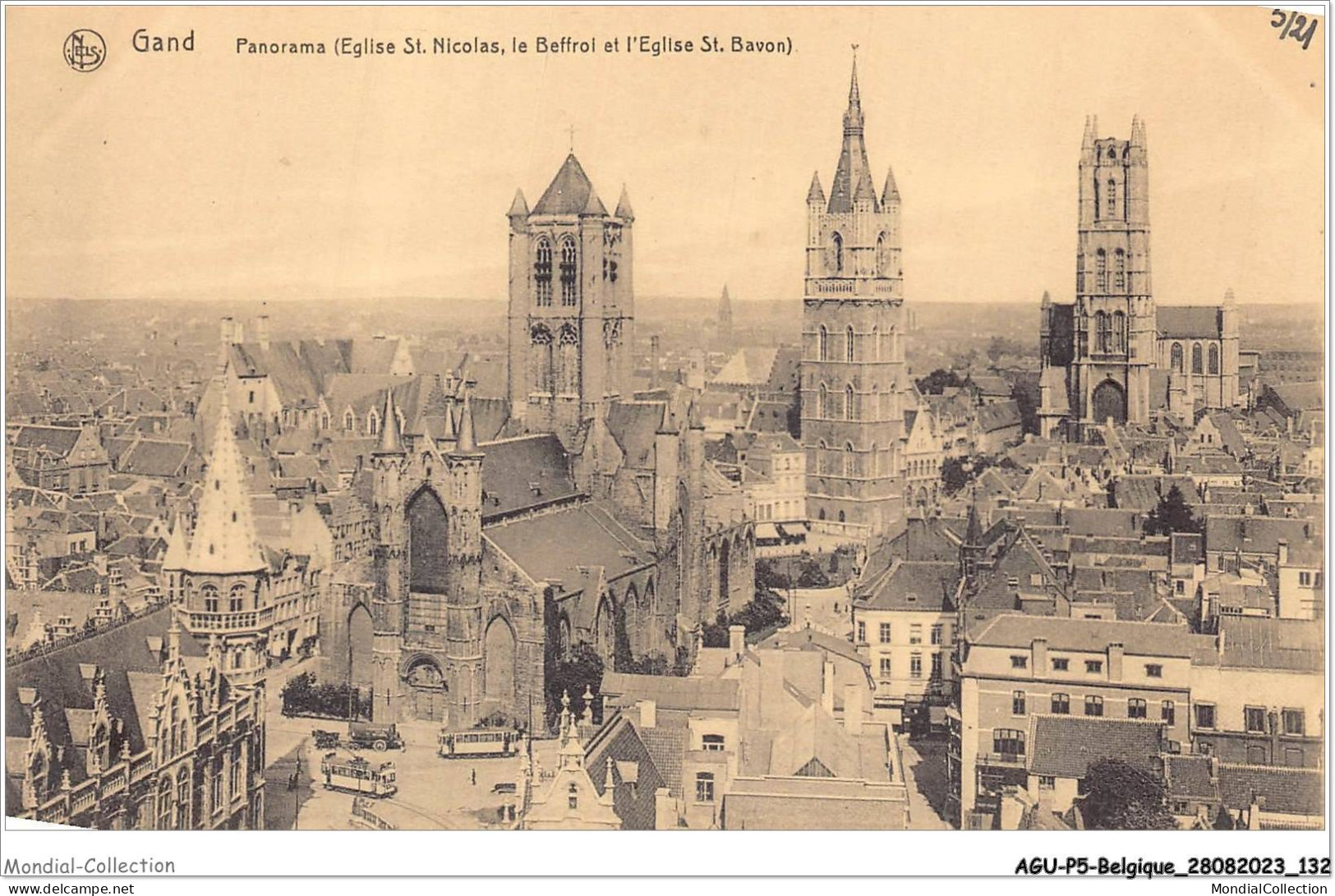 AGUP5-0408-BELGIQUE - GAND - Panorama - église St-nicolas - Le Beffroi Et L'église St-bavon - Gent