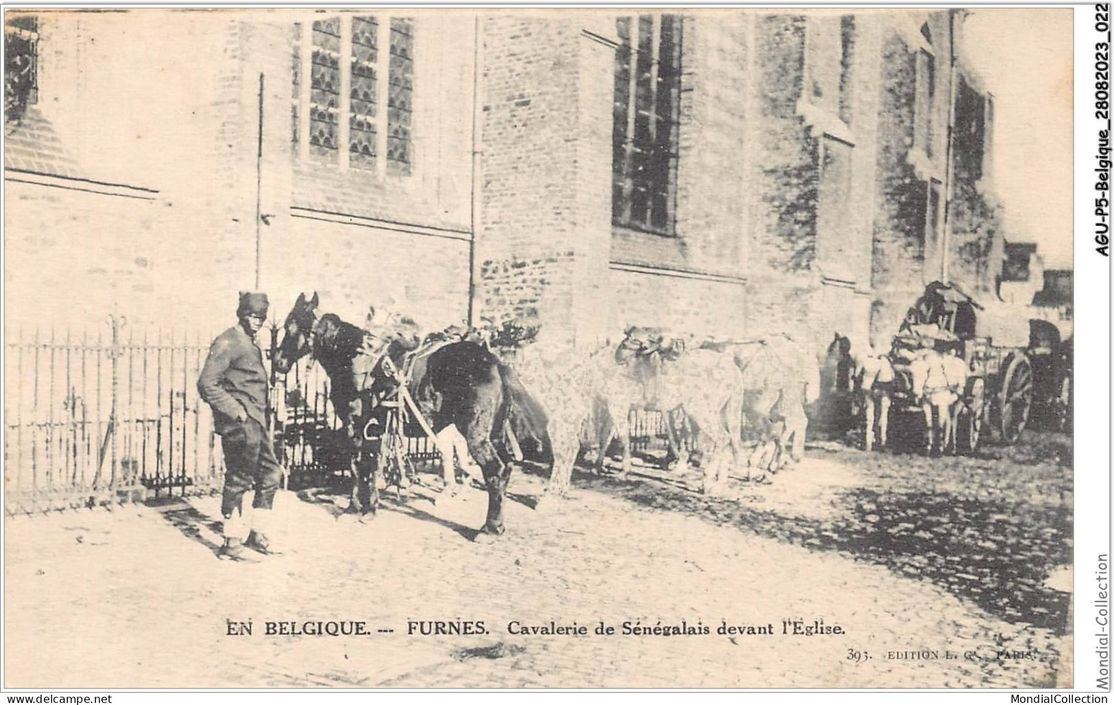 AGUP5-0353-BELGIQUE - FURNES - Cavalerie De Sénégalais Devant L'église - Altri & Non Classificati