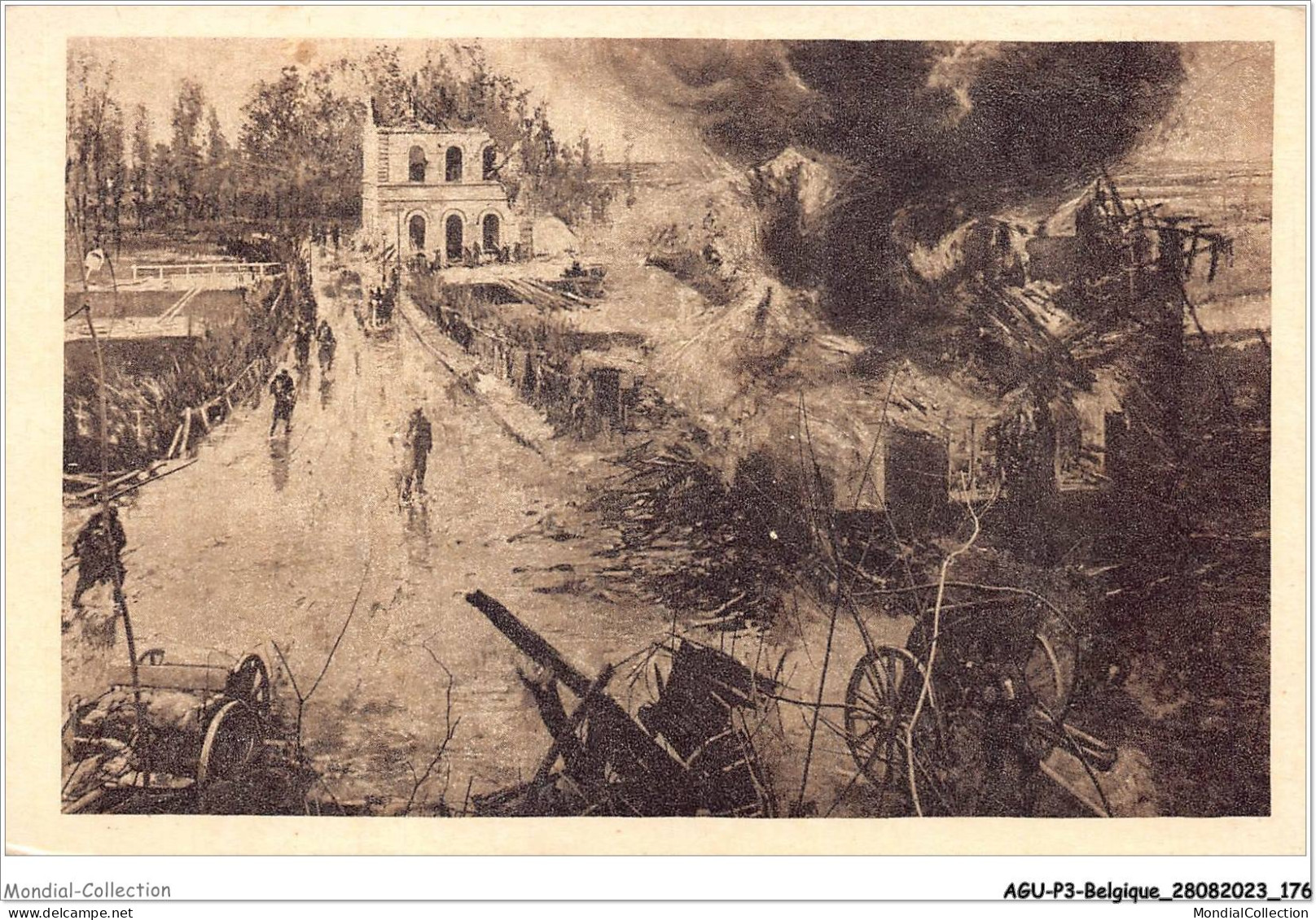 AGUP3-0232-BELGIQUE - BRUXELLES - Panorama De La Bataille De L'yser Par A-bastien - NIEUPORT - Incendie Du Cabaret  - Autres & Non Classés