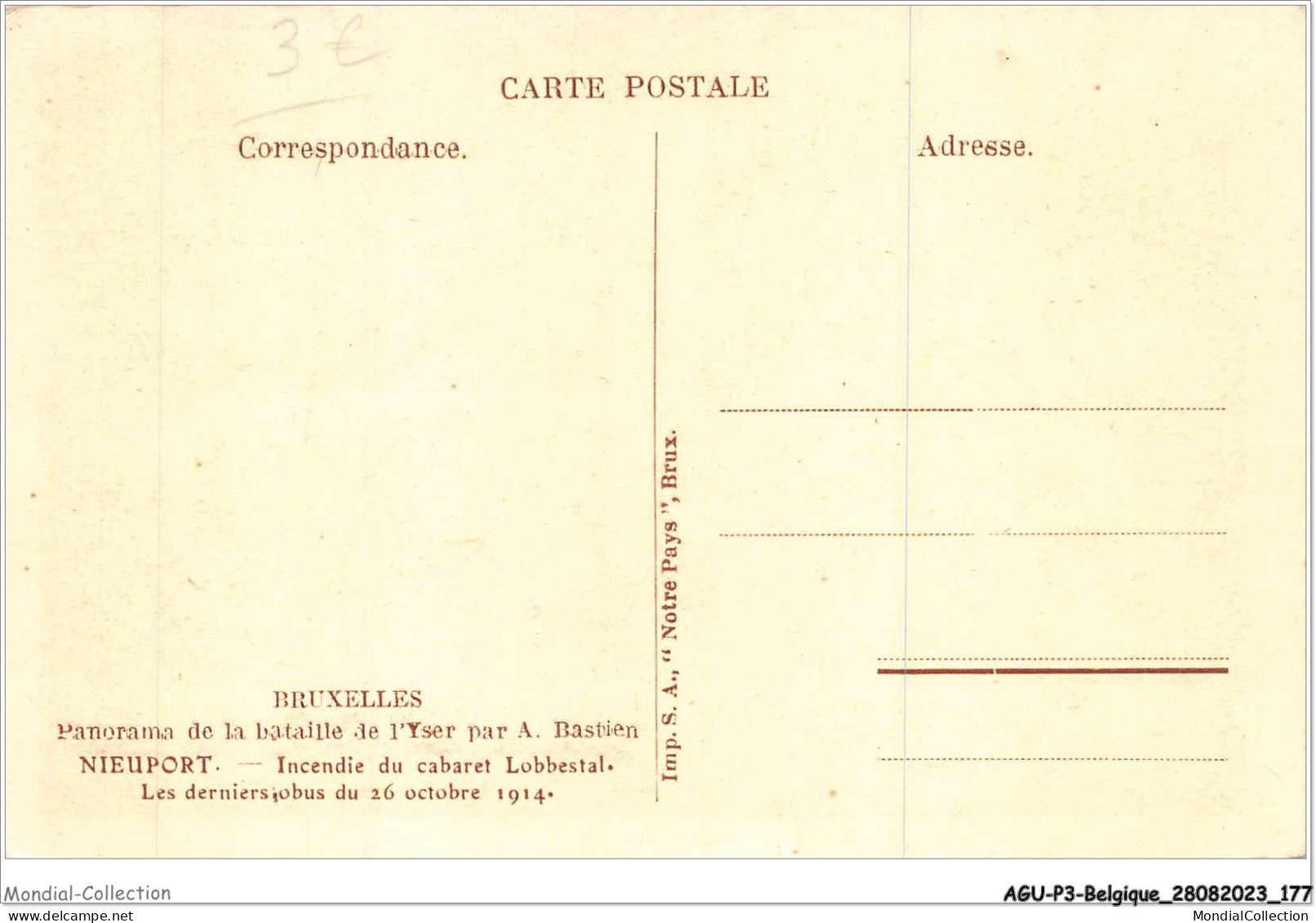 AGUP3-0232-BELGIQUE - BRUXELLES - Panorama De La Bataille De L'yser Par A-bastien - NIEUPORT - Incendie Du Cabaret  - Other & Unclassified