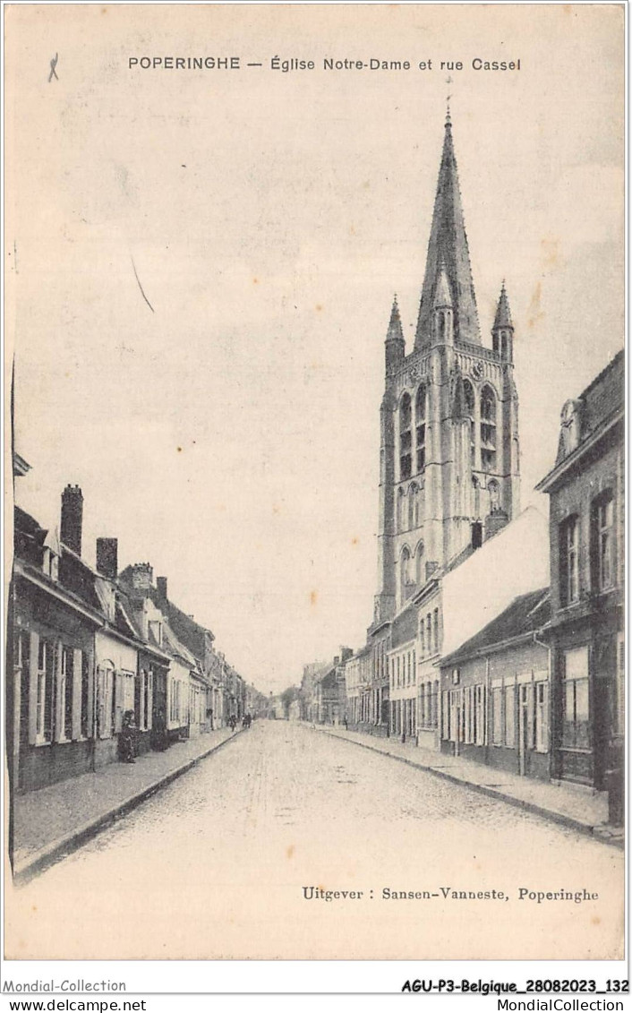 AGUP3-0210-BELGIQUE - POPERINGHE - église Notre-dame Et Rue Cassel - Sonstige & Ohne Zuordnung