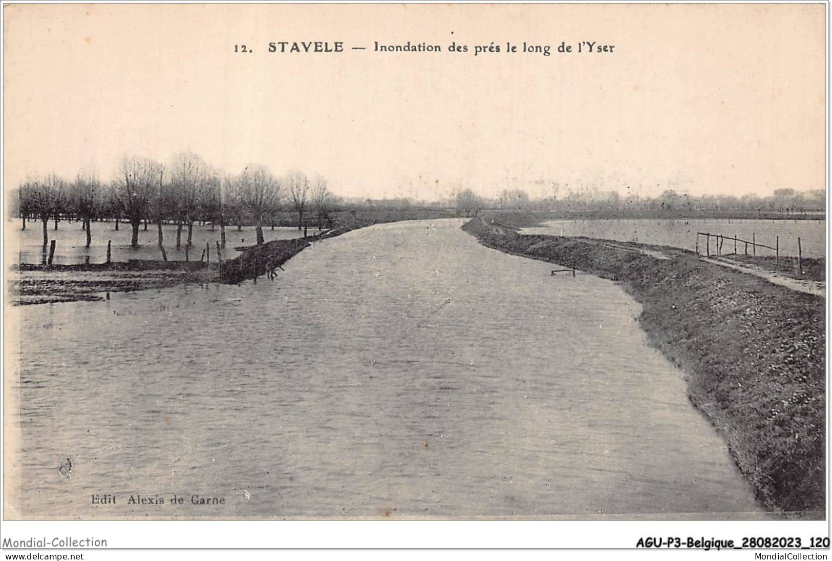 AGUP3-0204-BELGIQUE - STAVELE - Inondation Des Prés Le Long De L'yser - Sonstige & Ohne Zuordnung