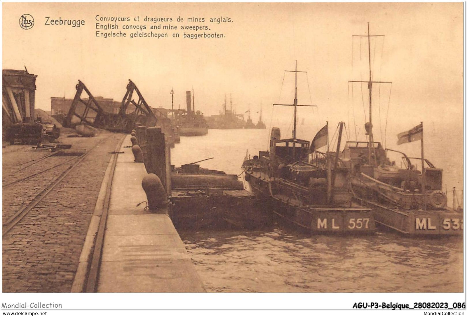 AGUP3-0187-BELGIQUE - ZEEBRUGGE - Convoyeurs Et Dragueurs De Mines Anglais - Zeebrugge