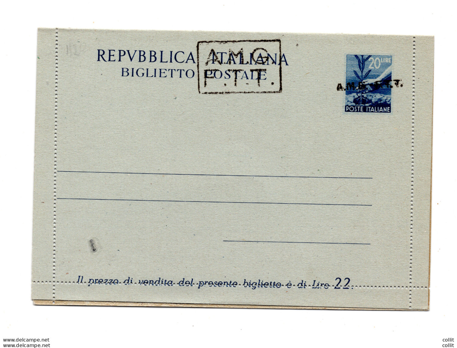 Trieste A - B.P. Lire 20 "Democratica" N. B 2A - Stamped Stationery