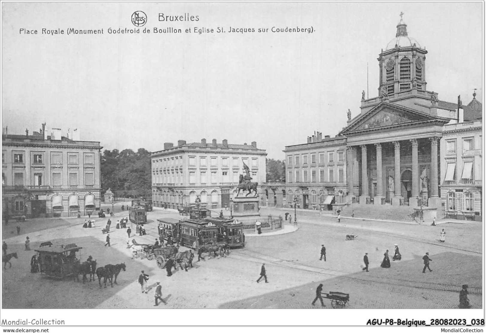 AGUP8-0646-BELGIQUE - BRUXELLES - Place Royale - Monument Godefroid De Bouillon Et église St-jacques Sur Coudenberg - Marktpleinen, Pleinen