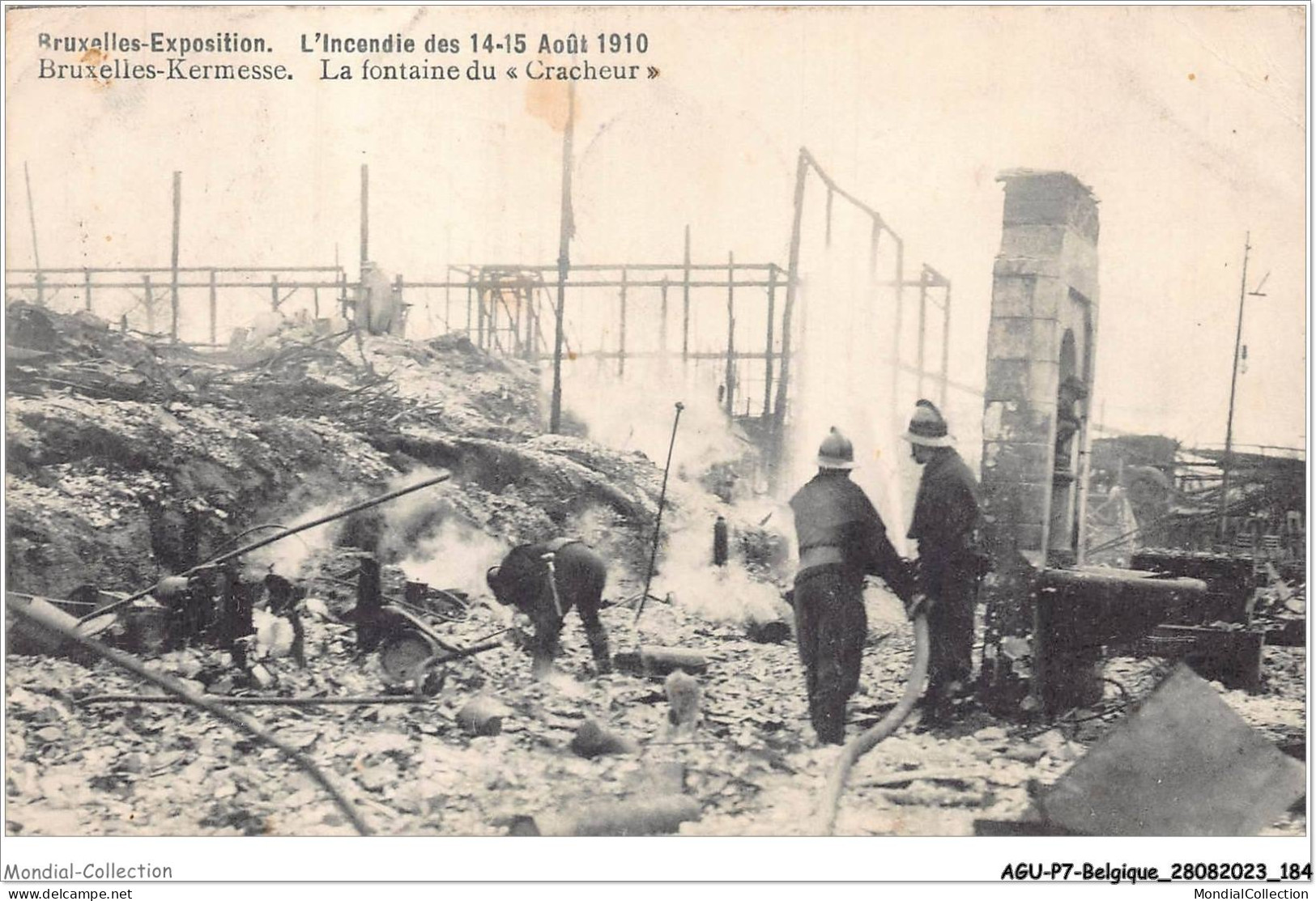 AGUP7-0621-BELGIQUE - BRUXELLES-KERMESSE - L'incendie Des 14-15 Août 1910 - La Fontaine Du - Cracheur - Wereldtentoonstellingen