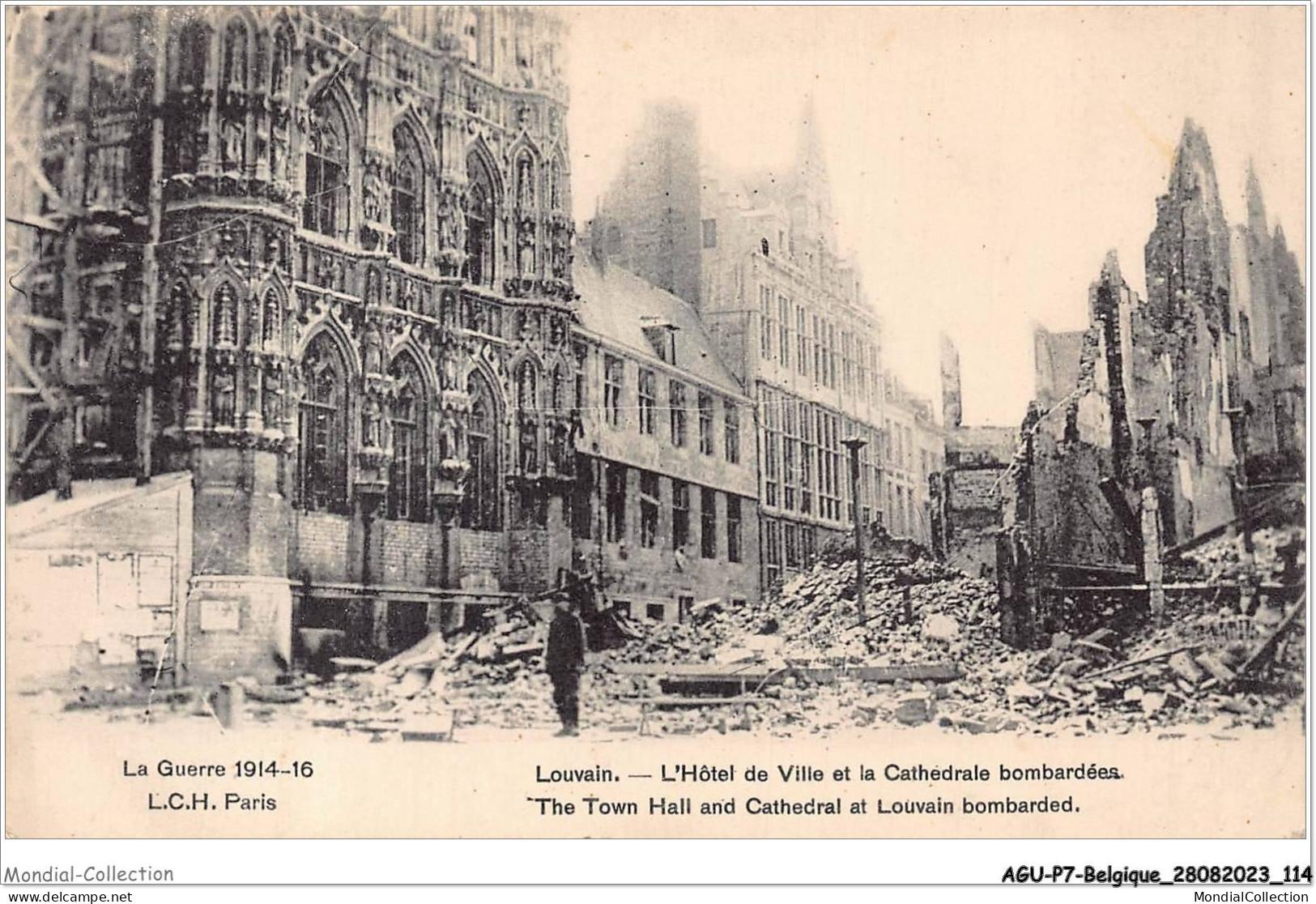 AGUP7-0586-BELGIQUE - LOUVAIN - L'hôtel De Ville Et La Cathédrale Bombardées - Leuven