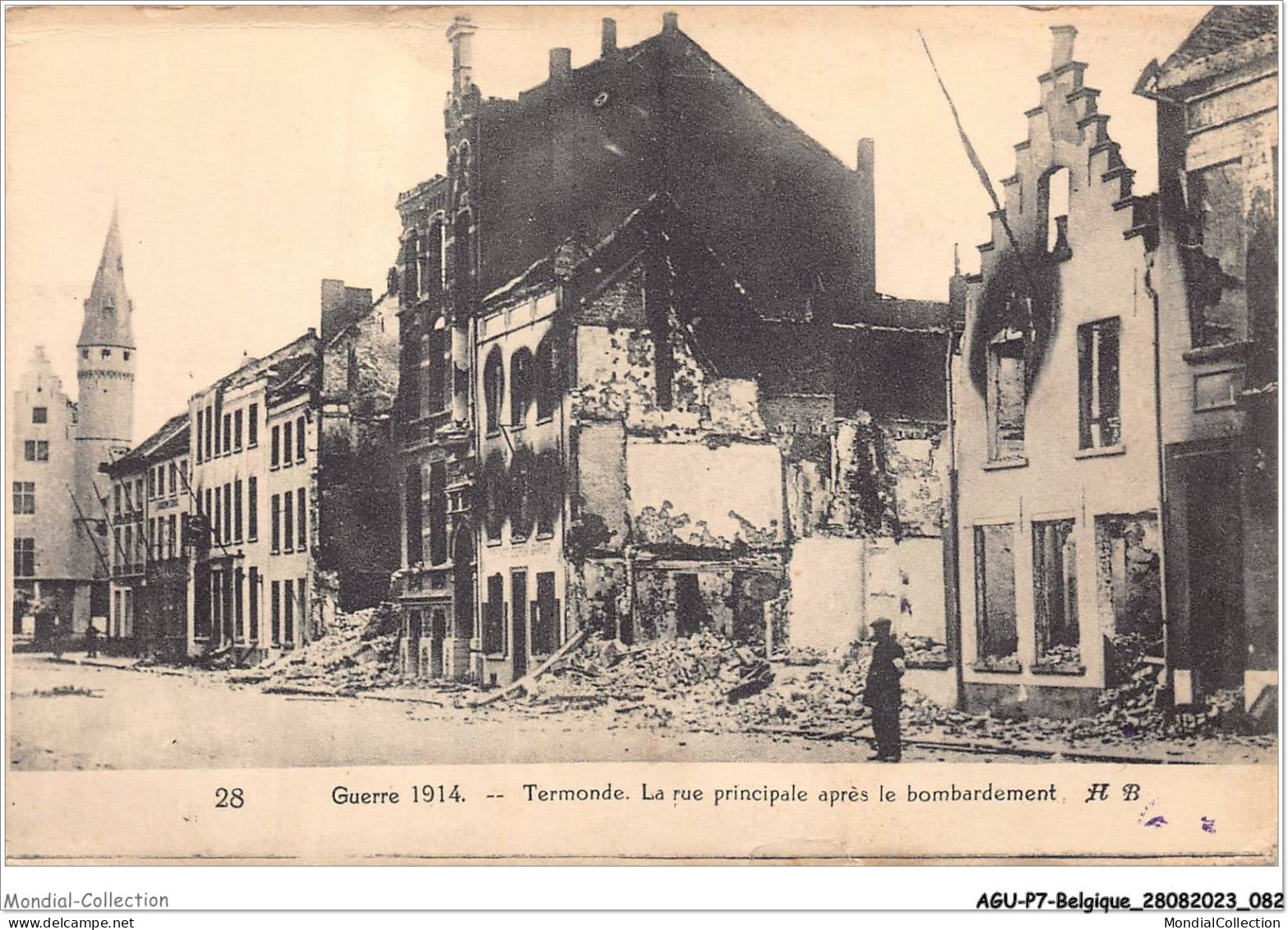 AGUP7-0570-BELGIQUE - Guerre De 1914 - TERMONDE - La Rue Principale Après Le Bombardement - Andere & Zonder Classificatie