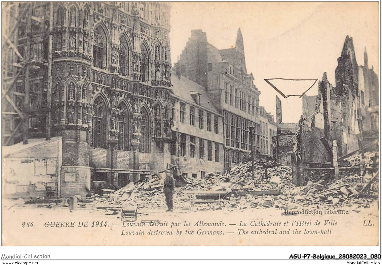 AGUP7-0569-BELGIQUE - Guerre De 1914 - LOUVAIN - Détruit Par Les Allemands - La Cathédrale Et L'hôtel De Ville - Other & Unclassified