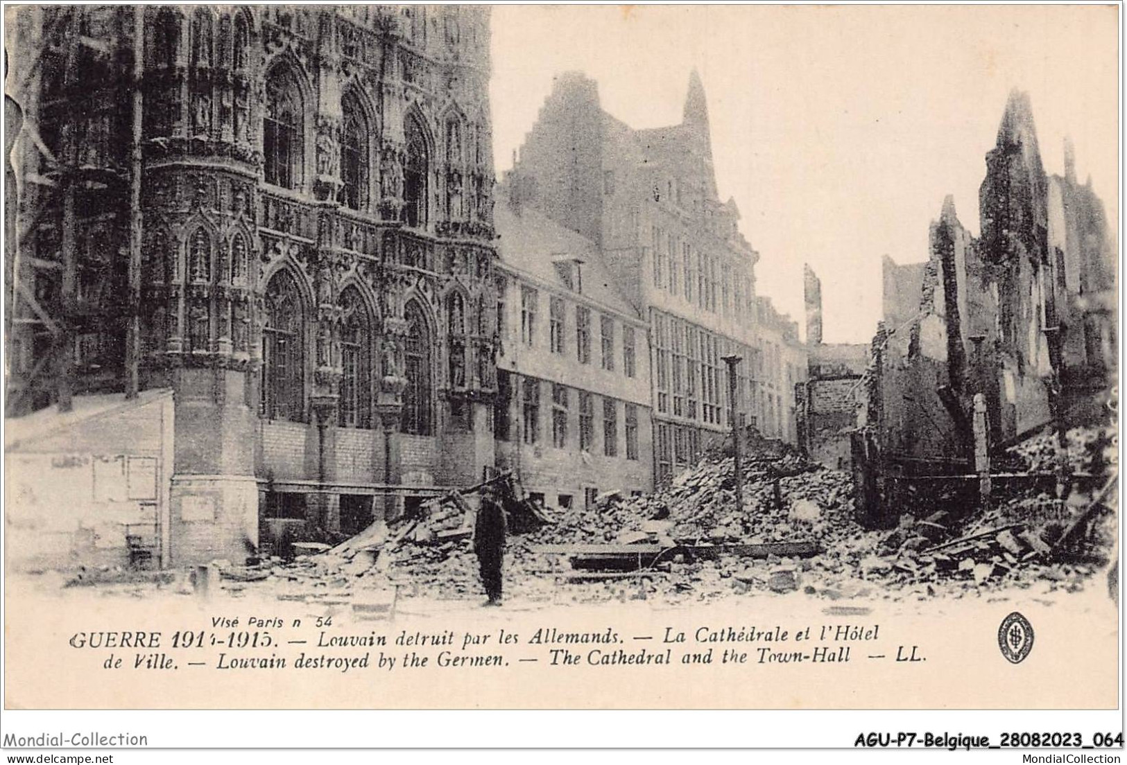 AGUP7-0561-BELGIQUE - Guerre 1914-1915 - LOUVAIN - Détruit Par Les Allemands - La Cathédrale Et L'hôtel De Ville - Altri & Non Classificati