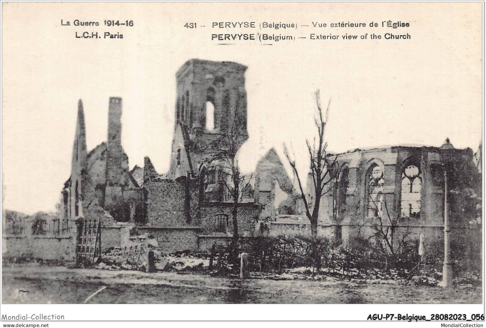 AGUP7-0557-BELGIQUE - La Guerre 1914-16 - PERVYSE - Belgique - Vue Extérieure De L'église - Diksmuide