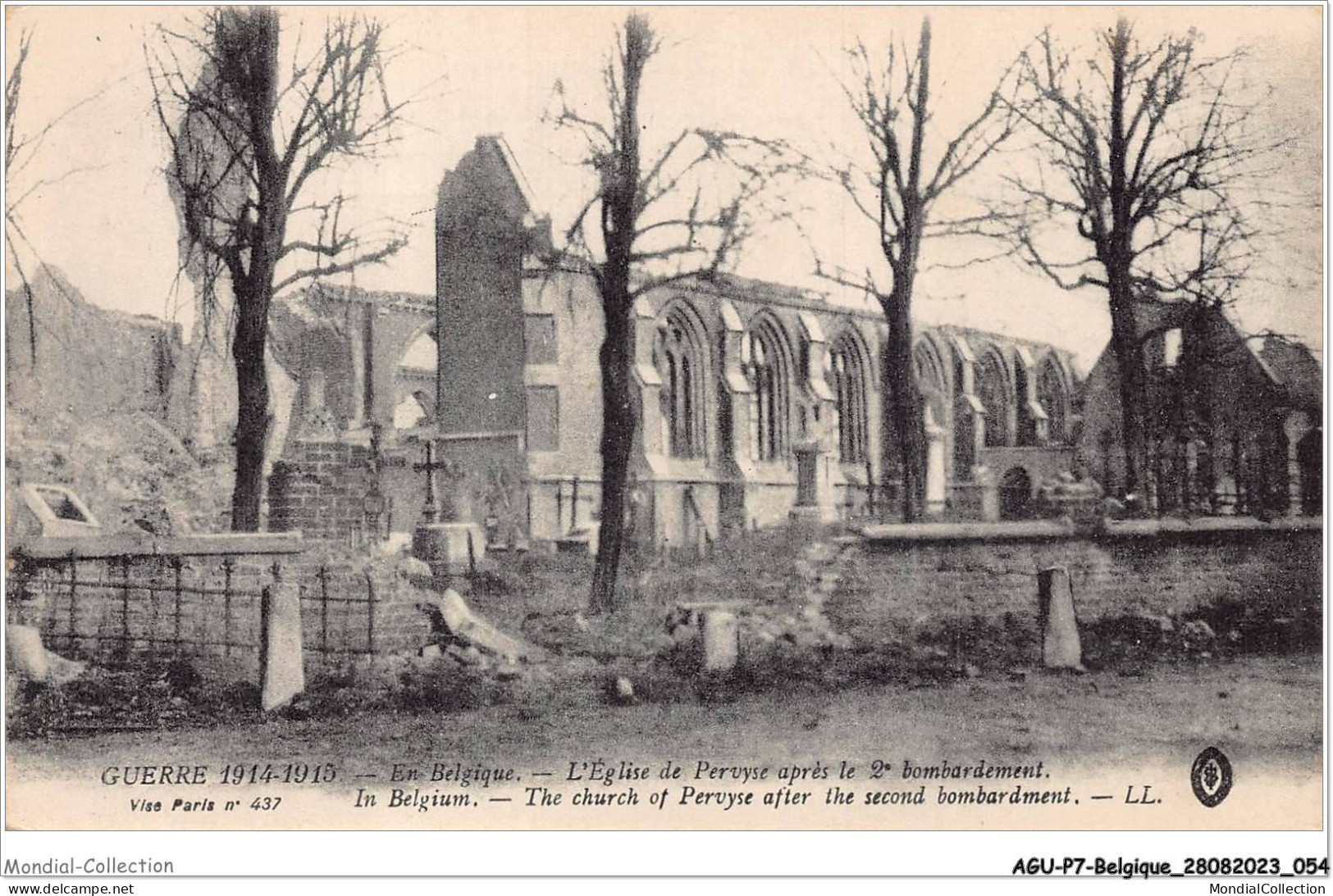 AGUP7-0556-BELGIQUE - Guerre 1914-1915 - En Belgique - L'église De - PERVYSE - Après Le 2e Bombardement - Diksmuide