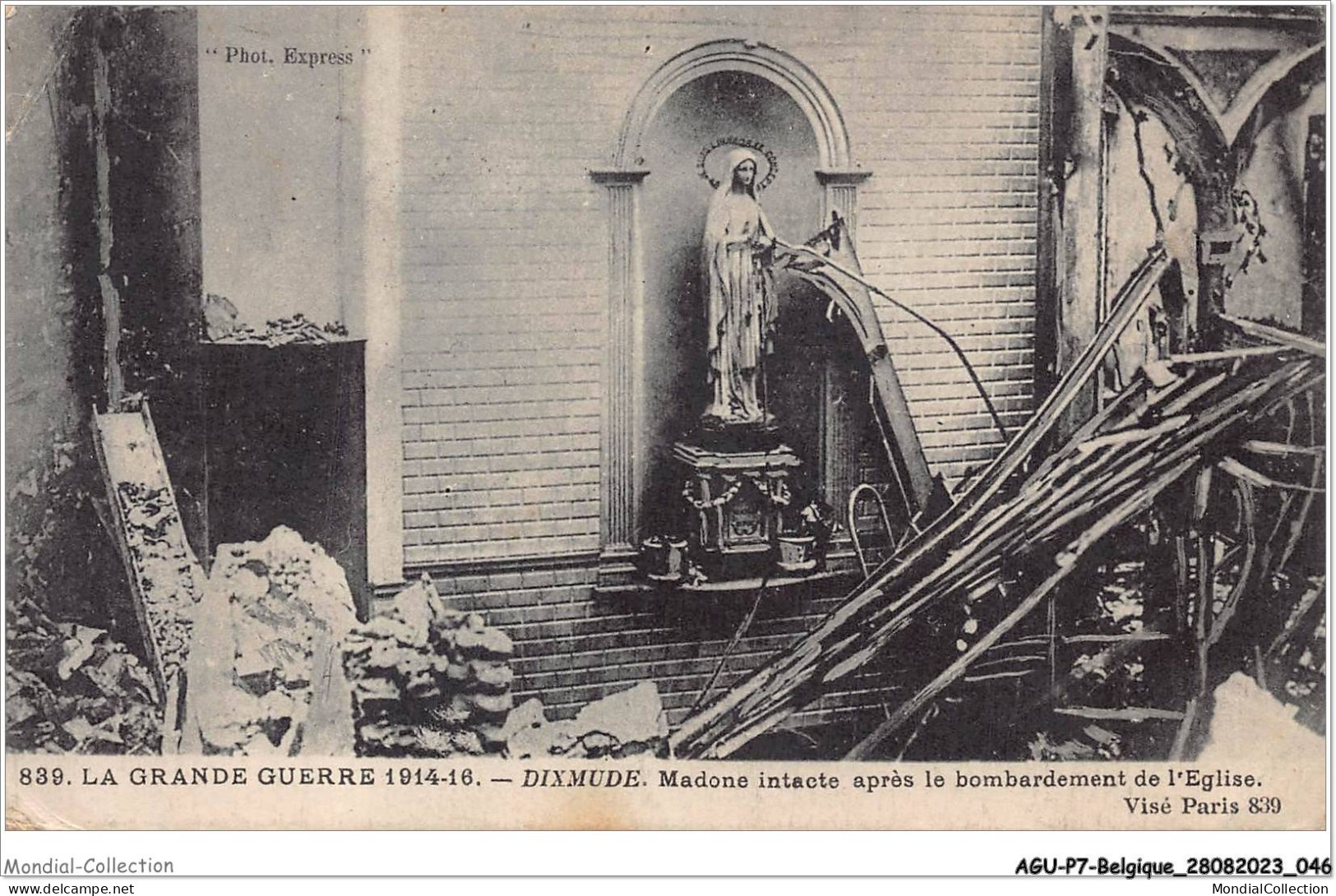 AGUP7-0552-BELGIQUE - La Grande Guerre 1914-16 - DIXMUDE - Madone Intacte Après Le Bombardement De L'église - Diksmuide