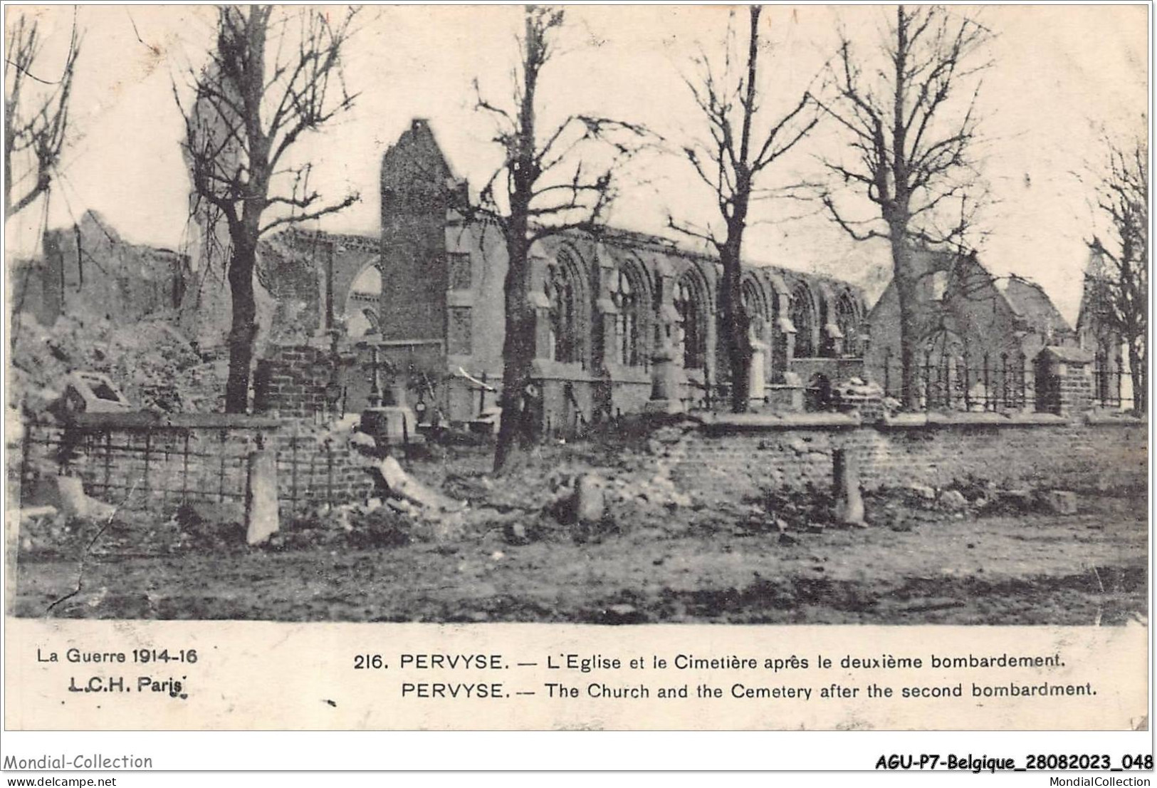 AGUP7-0553-BELGIQUE - PERVYSE - L'église Et Le Cimetière Après Le Deuxieme Bombardement - Diksmuide