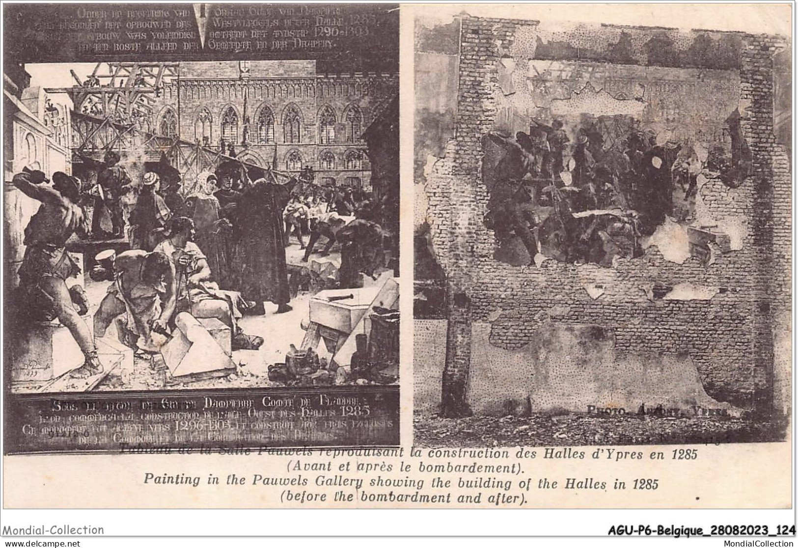 AGUP6-0508-BELGIQUE - Tableau De La Salle Pauwels Reproduisant La Construction Des Halles - D'YPRES - En 1285 - Sonstige & Ohne Zuordnung