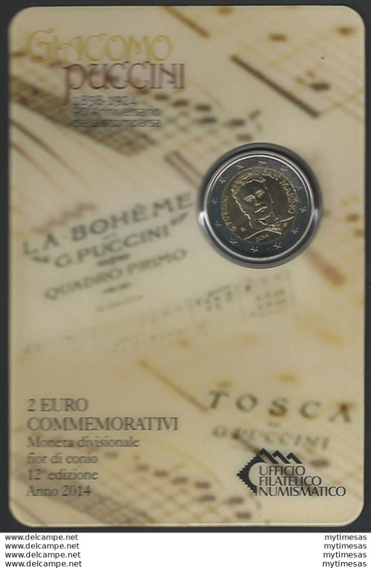 2014 San Marino Euro 2,00 Giacomo Puccini FDC - San Marino