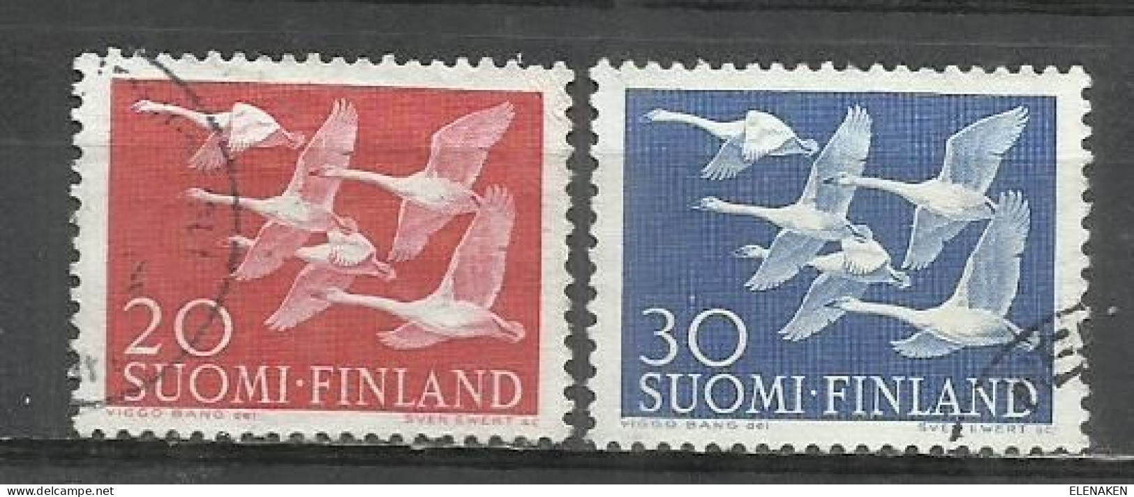 2802K-SERIE COMPLETA FINLANDIA AVES 1956 Nº445/6. PAJAROS -COMPLETE SERIES FINLAND BIRDS 1956 Nº445 / 6. BIRDS.COMPLE - Usados