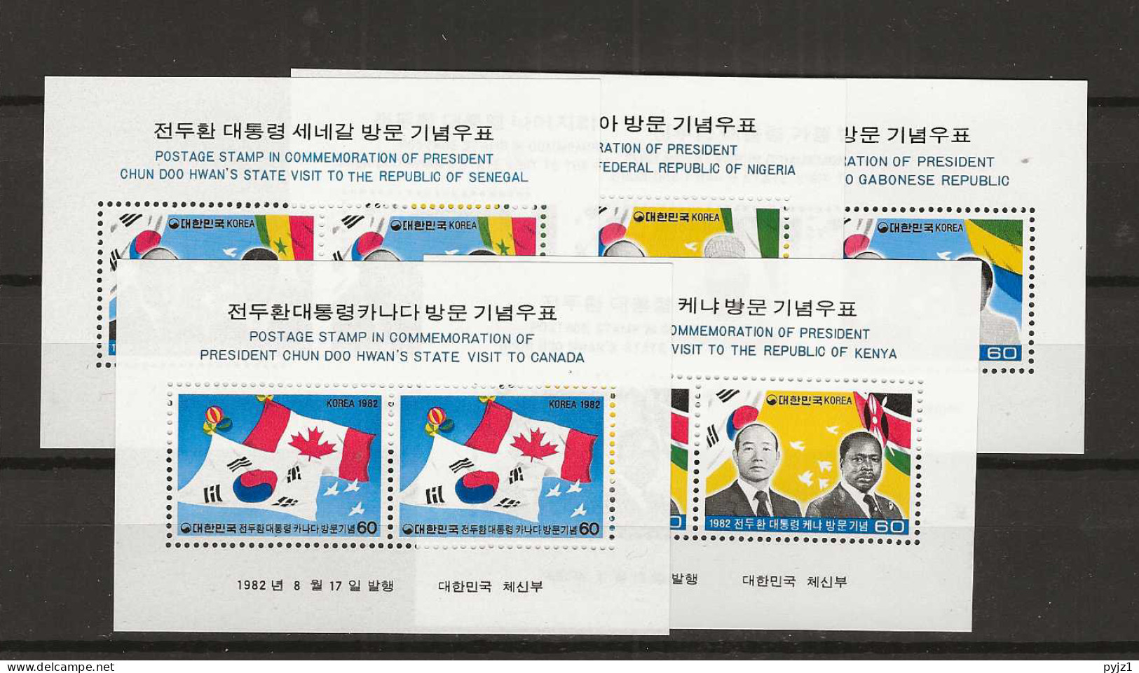 1982 MNH South Korea Mi Block 456-60 Postfris** - Korea, South